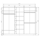 Шкаф - купе Max-МШ-23-6-27-555, с зеркалом, 2666×600×2300 мм, цвет ясень шимо светлый - Фото 3