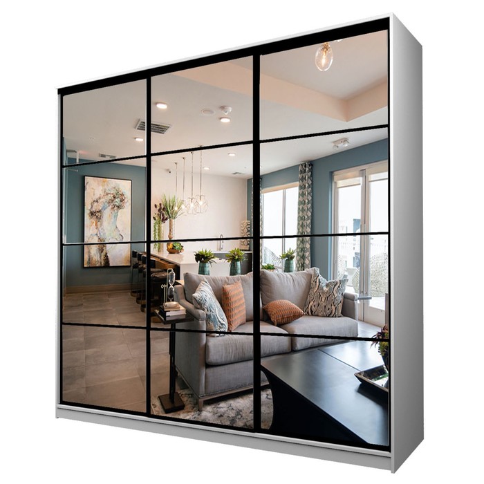 Шкаф - купе Max-МШ-23-6-27-555, с зеркалом, 2666×600×2300 мм, цвет белый шагрень - Фото 1