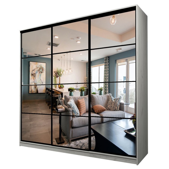 Шкаф-купе Max-МШ-23-6-27-555, 2666×600×2300 мм, зеркало, цвет дуб крафт белый - Фото 1