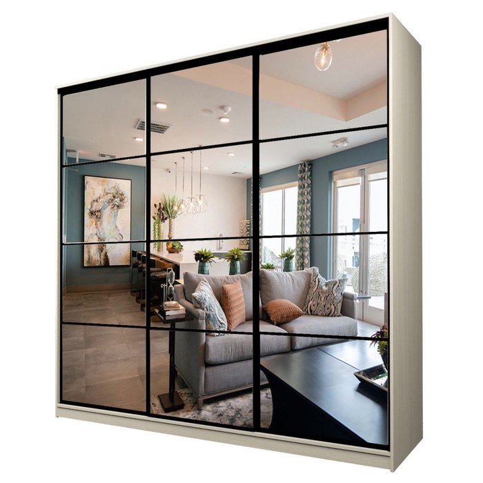 Шкаф - купе Max-МШ-23-6-27-555, с зеркалом, 2666×600×2300 мм, цвет дуб молочный - Фото 1