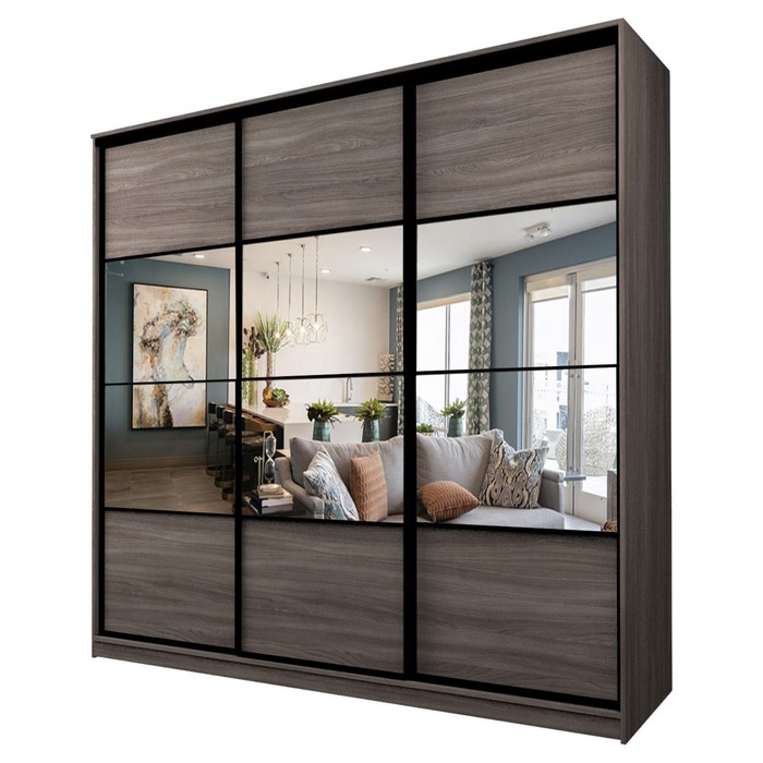 Шкаф-купе 3-х дверный Max 777, 2666×600×2300 мм, зеркало, цвет ясень шимо тёмный - Фото 1