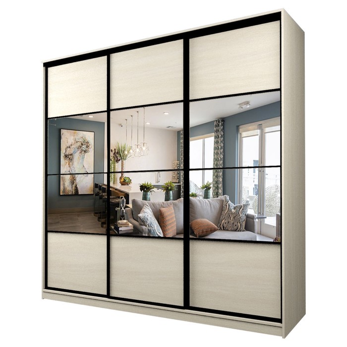 Шкаф-купе Max-МШ-23-6-27-777, 2666×600×2300 мм, зеркало, цвет дуб молочный - Фото 1