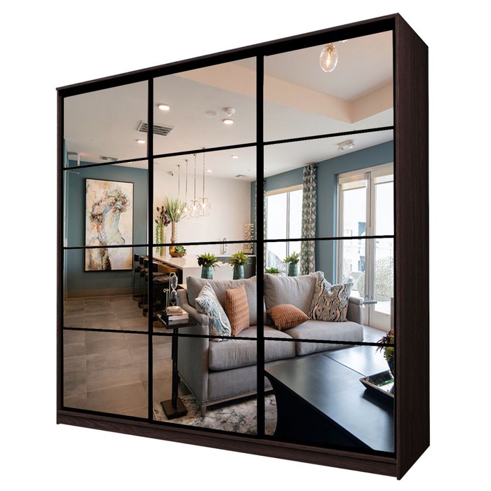 Шкаф-купе Max-МШ-23-6-27/2-555, 2666×600×2300 мм, зеркало, цвет венге - Фото 1