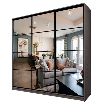 Шкаф-купе 3-х дверный Max 2/555, 2666×600×2300 мм, зеркало, цвет ясень анкор тёмный