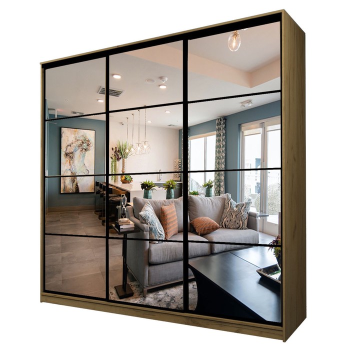 Шкаф-купе Max-МШ-23-6-27/2-555, 2666×600×2300 мм, зеркало, цвет дуб крафт золотой - Фото 1