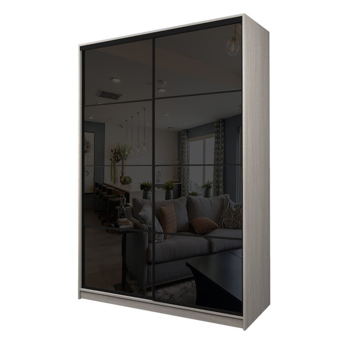 Шкаф-купе Max-МШ-23-6-16-22, 1600×600×2300 мм, цвет ясень шимо светлый / стекло чёрное - Фото 1