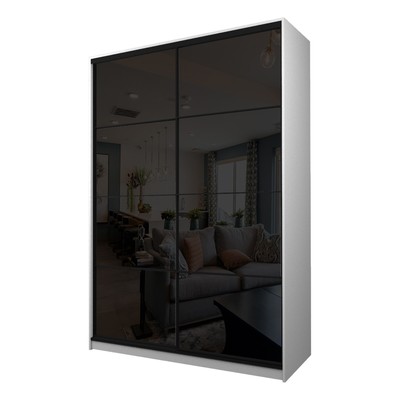 Шкаф – купе Max-МШ-23-6-16-22, 1600×600×2300 мм, цвет белый шагрень / стекло чёрное