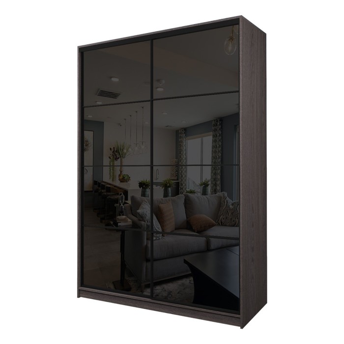 Шкаф-купе 2-х дверный Max 22, 1600×600×2300 мм, цвет ясень анкор тёмный / стекло чёрное - Фото 1