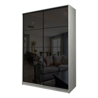 Шкаф – купе Max-МШ-23-6-16-22, 1600×600×2300 мм, цвет дуб крафт белый / стекло чёрное