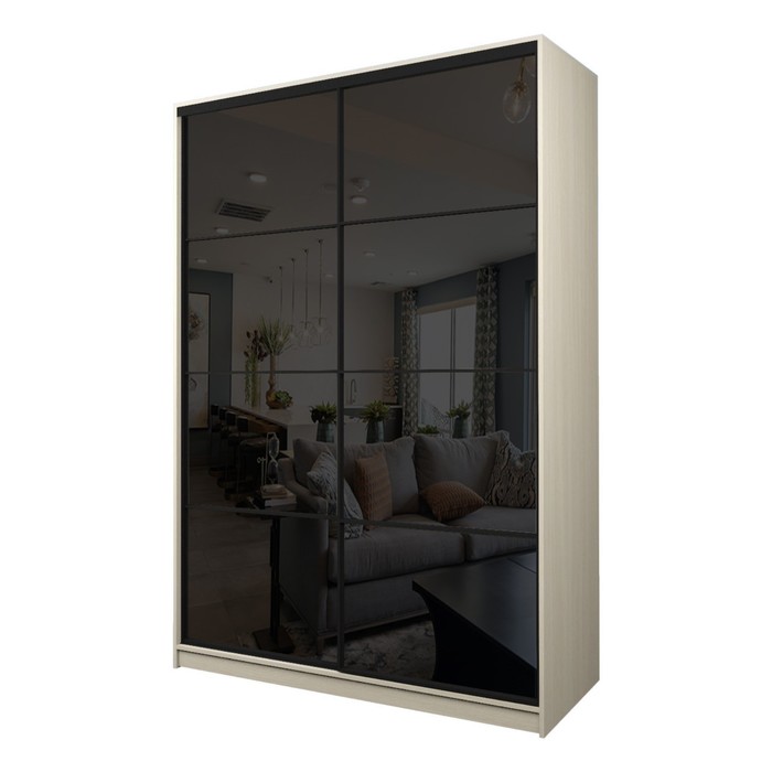 Шкаф-купе Max-МШ-23-6-16-22, 1600×600×2300 мм, цвет дуб молочный / стекло чёрное - Фото 1