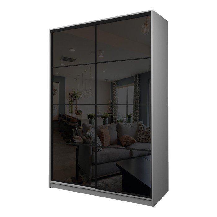 Шкаф-купе Max-МШ-23-6-16-22, 1600×600×2300 мм, цвет серый шагрень / стекло чёрное - Фото 1