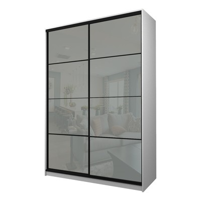 Шкаф - купе Max-МШ-23-6-16-22, 1600×600×2300 мм, цвет белый шагрень/стекло светло - серое