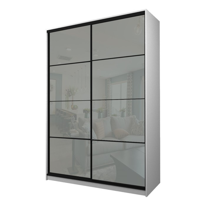 Шкаф - купе Max-МШ-23-6-16-22, 1600×600×2300 мм, цвет белый шагрень/стекло светло - серое - Фото 1