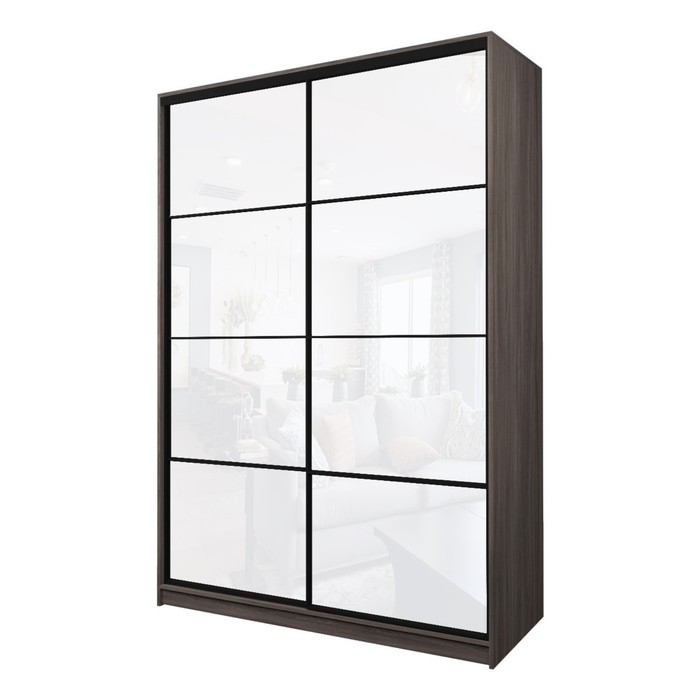 Шкаф-купе 2-х дверный Max 22, 1600×600×2300 мм, цвет ясень шимо тёмный / стекло белое - Фото 1