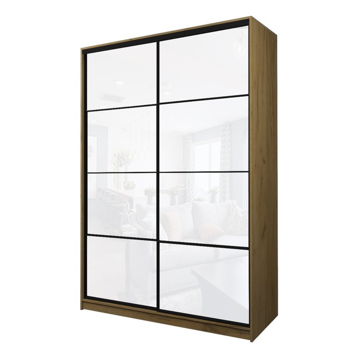 Шкаф-купе Max-МШ-23-6-16-22, 1600×600×2300 мм, цвет дуб крафт золотой / стекло белое - Фото 1