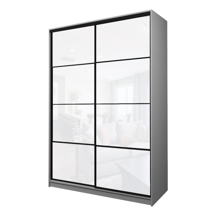 Шкаф-купе Max-МШ-23-6-16-22, 1600×600×2300 мм, цвет серый шагрень / стекло белое - Фото 1