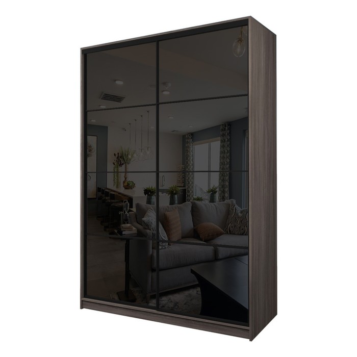 Шкаф-купе 2-х дверный Max 22, 1800×600×2300 мм, цвет ясень шимо тёмный / стекло чёрное - Фото 1