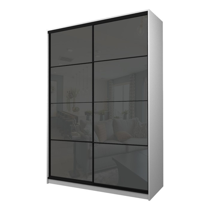 Шкаф-купе Max-МШ-23-6-18-22, 1800×600×2300 мм, цвет белый шагрень / стекло тёмно-серое - Фото 1