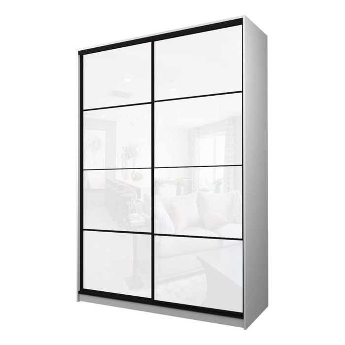 Шкаф - купе Max-МШ-23-6-18-22, 1800×600×2300 мм, цвет белый шагрень/стекло белое - Фото 1