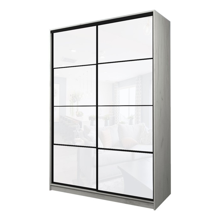 Шкаф-купе Max-МШ-23-6-18-22, 1800×600×2300 мм, цвет дуб крафт белый/ стекло белое - Фото 1