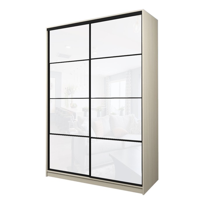 Шкаф-купе Max-МШ-23-6-18-22, 1800×600×2300 мм, цвет дуб молочный / стекло белое - Фото 1