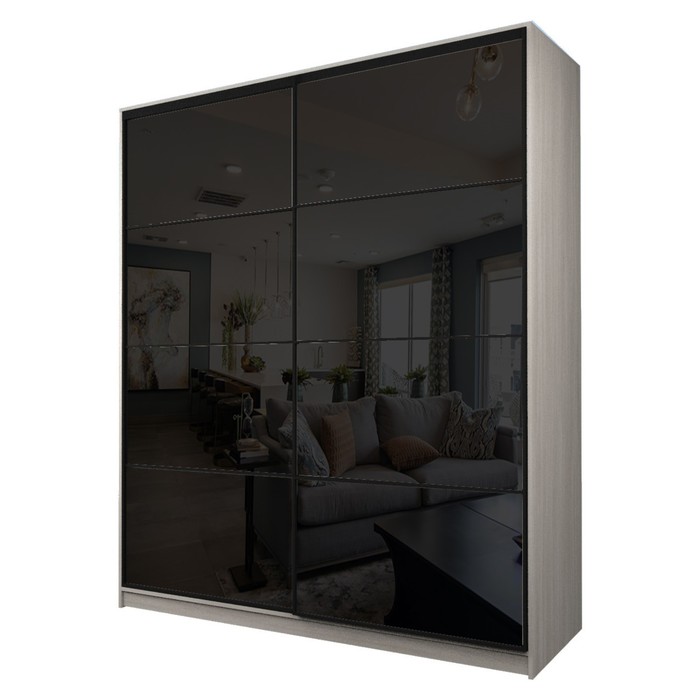 Шкаф-купе Max-МШ-23-6-20/2-22, 2000×600×2300 мм, цвет ясень шимо светлый / стекло чёрное - Фото 1