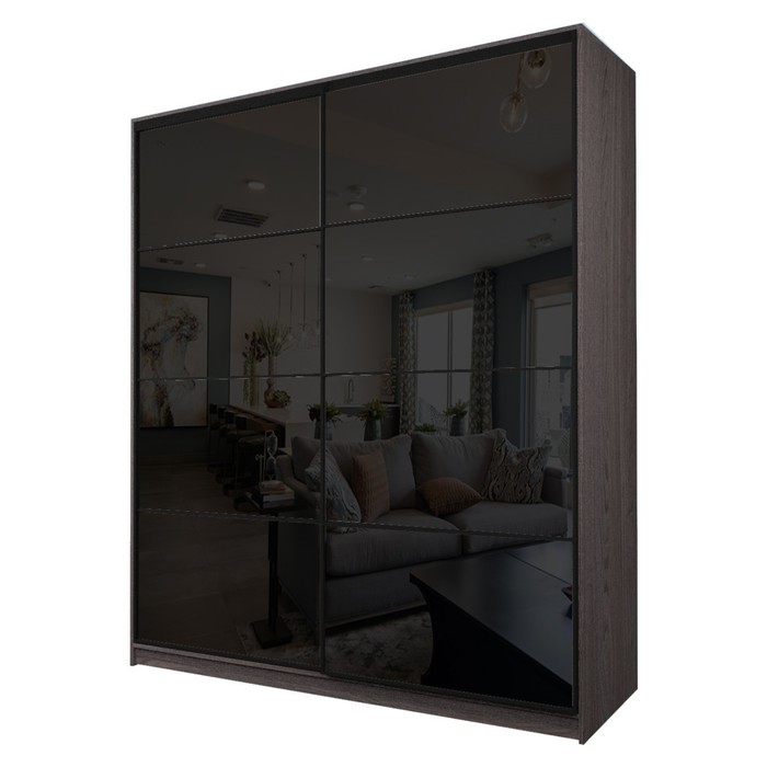 Шкаф-купе 2-х дверный Max 2/22, 2000×600×2300 мм, цвет ясень анкор тёмный / стекло чёрное - Фото 1