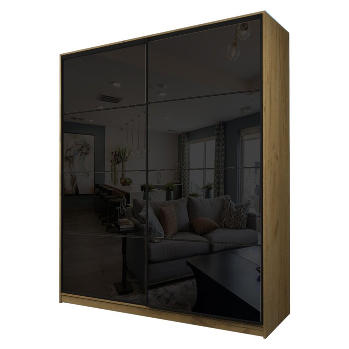 Шкаф-купе Max-МШ-23-6-20/2-22, 2000×600×2300 мм, цвет дуб крафт золотой / стекло чёрное - Фото 1