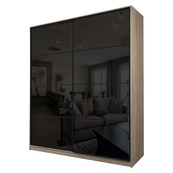 Шкаф-купе Max-МШ-23-6-20/2-22, 2000×600×2300 мм, цвет дуб сонома / стекло чёрное - Фото 1