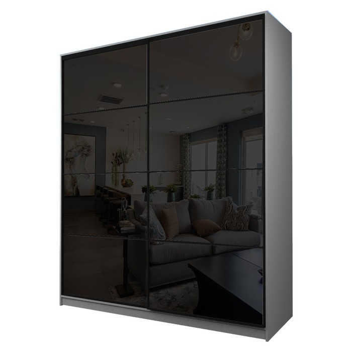 Шкаф-купе Max-МШ-23-6-20/2-22, 2000×600×2300 мм, цвет серый шагрень / стекло чёрное - Фото 1