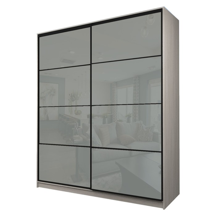 Шкаф-купе Max-МШ-23-6-20/2-22, 2000×600×2300 мм, ясень шимо светлый / стекло светло-серое - Фото 1