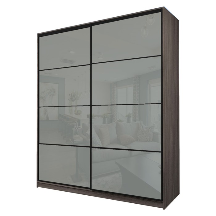 Шкаф-купе 2-х дверный Max 2/22, 2000×600×2300 мм, цвет ясень шимо тёмный / стекло светло-серое - Фото 1