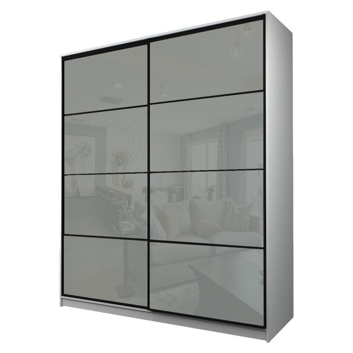 Шкаф - купе Max-МШ-23-6-20/2-22, 2000×600×2300 мм, цвет белый шагрень/стекло светло - серое - Фото 1
