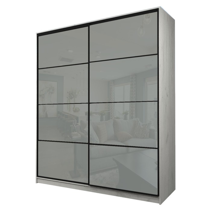 Шкаф-купе Max-МШ-23-6-20/2-22, 2000×600×2300 мм, дуб крафт белый / стекло светло-серое - Фото 1