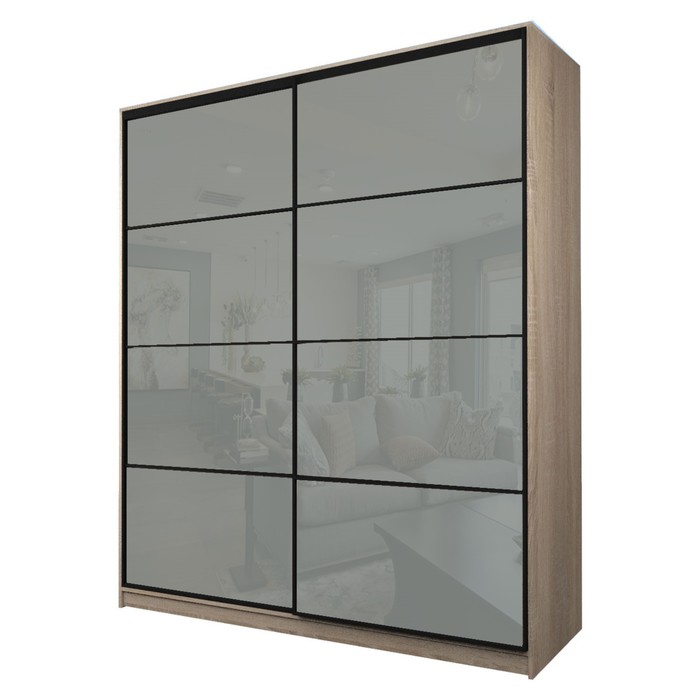 Шкаф-купе Max-МШ-23-6-20/2-22, 2000×600×2300 мм, цвет дуб сонома / стекло светло-серое - Фото 1
