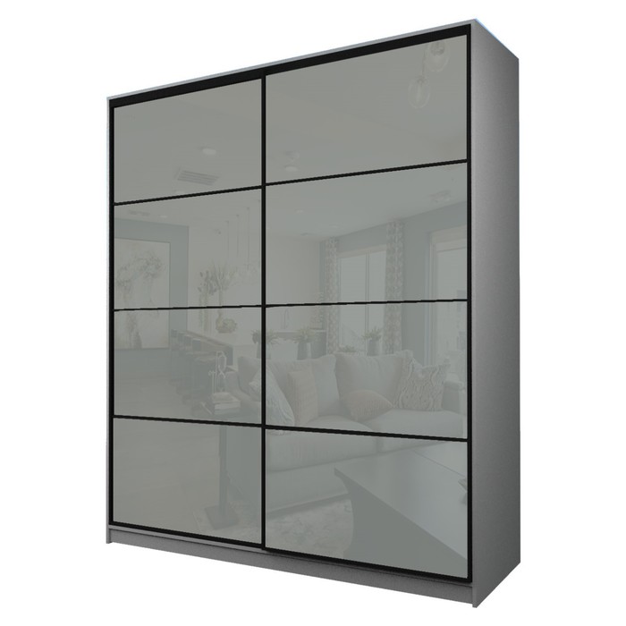 Шкаф-купе Max-МШ-23-6-20/2-22, 2000×600×2300 мм, цвет серый шагрень / стекло светло-серое - Фото 1