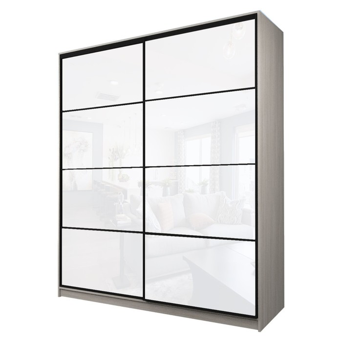 Шкаф-купе Max-МШ-23-6-20/2-22, 2000×600×2300 мм, цвет ясень шимо светлый / стекло белое - Фото 1