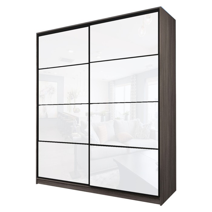 Шкаф-купе 2-х дверный Max 2/22, 2000×600×2300 мм, цвет ясень шимо тёмный / стекло белое - Фото 1