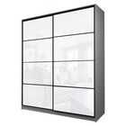 Шкаф - купе Max-МШ-23-6-20/2-22, 2000×600×2300 мм, цвет серый шагрень/стекло белое - Фото 1