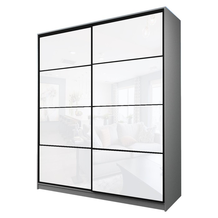 Шкаф - купе Max-МШ-23-6-20/2-22, 2000×600×2300 мм, цвет серый шагрень/стекло белое - Фото 1