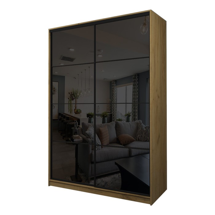 Шкаф-купе Max-МШ-23-6-22/2-22, 2200×600×2300 мм, цвет дуб крафт золотой / стекло чёрное - Фото 1