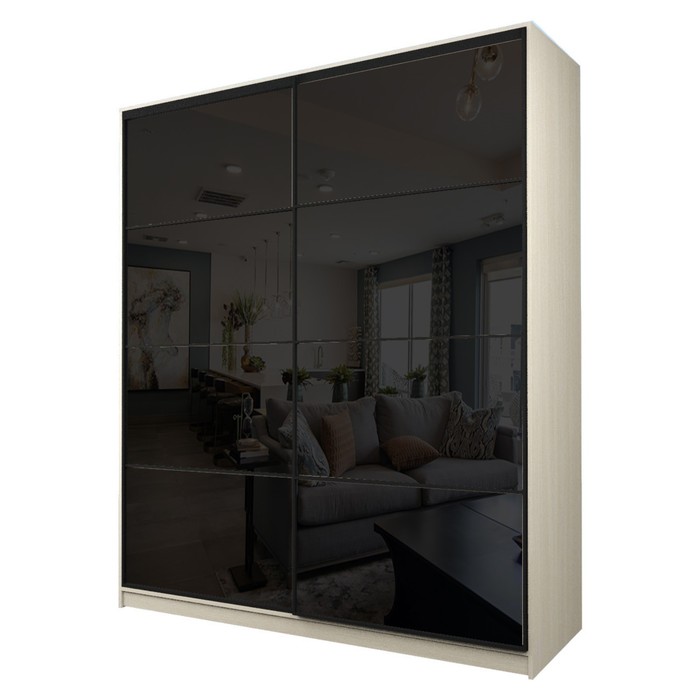 Шкаф-купе Max-МШ-23-6-22/2-22, 2200×600×2300 мм, цвет дуб молочный / стекло чёрное - Фото 1