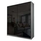 Шкаф-купе Max-МШ-23-6-22/2-22, 2200×600×2300 мм, цвет серый шагрень / стекло чёрное - Фото 1