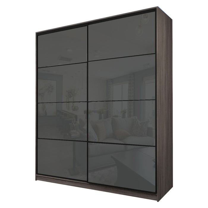 Шкаф-купе 2-х дверный Max 2/22, 2200×600×2300 мм, цвет ясень шимо тёмный / стекло тёмно-серое - Фото 1