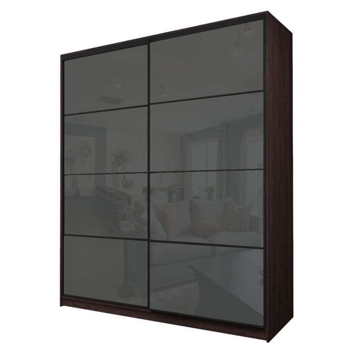 Шкаф-купе Max-МШ-23-6-22/2-22, 2200×600×2300 мм, цвет венге / стекло тёмно-серое - Фото 1
