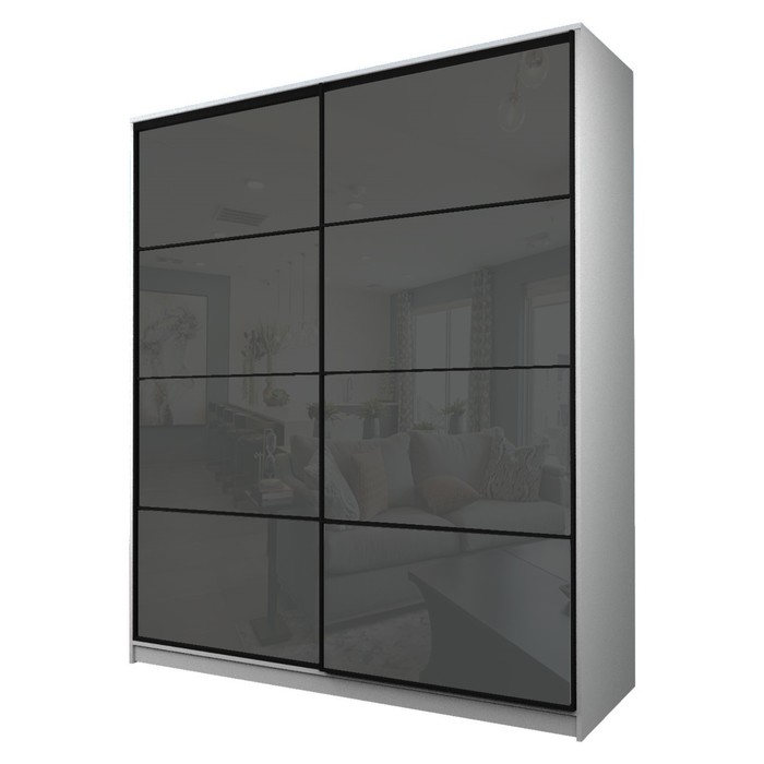 Шкаф-купе Max-МШ-23-6-22/2-22, 2200×600×2300 мм, цвет белый шагрень / стекло тёмно-серое - Фото 1