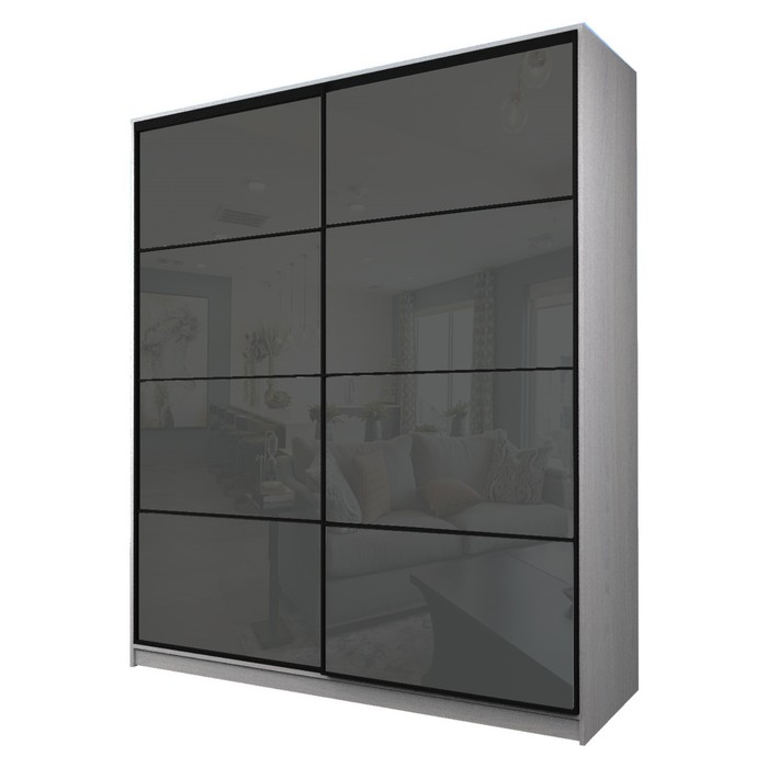 Шкаф-купе Max-МШ-23-6-22/2-22, 2200×600×2300 мм, ясень анкор светлый / стекло тёмно-серое - Фото 1