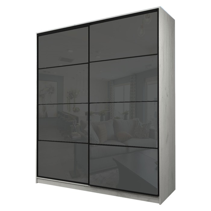 Шкаф-купе Max-МШ-23-6-22/2-22, 2200×600×2300 мм, дуб крафт белый / стекло тёмно-серое - Фото 1