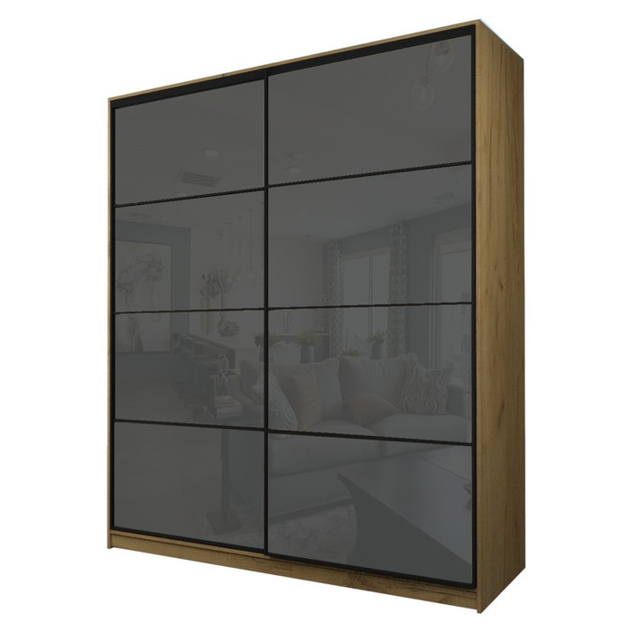 Шкаф-купе Max-МШ-23-6-22/2-22, 2200×600×2300 мм, дуб крафт золотой / стекло тёмно-серое - Фото 1