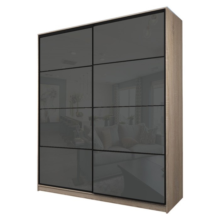 Шкаф-купе Max-МШ-23-6-22/2-22, 2200×600×2300 мм, цвет дуб сонома / стекло тёмно-серое - Фото 1